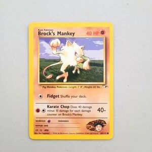 Pokemon Brock's Mankey Card - Yellow and Red
